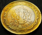 Cumpara ieftin Moneda Bimetal 1 LIRA - TURCIA, anul 2011 * cod 2601, Europa