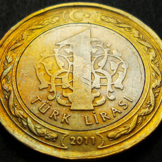 Moneda Bimetal 1 LIRA - TURCIA, anul 2011 * cod 2601