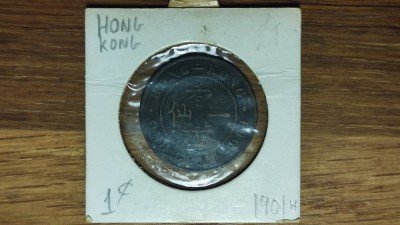 Hong Kong - moneda coloniala bronz - 1 cent 1901 H - Heaton - Regina Victoria - in cartonas foto