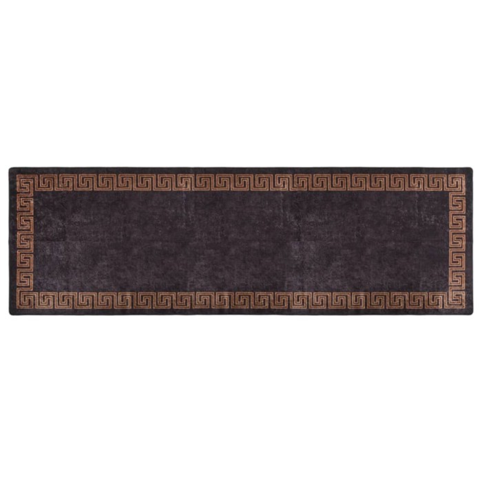 Gossi covor lavabil, negru si auriu, 80x300 cm, antiderapant