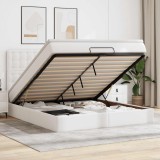 Cadru Pat Otoman vidaXL 160x200cm Alb Piele Artificială + Saltea Arcuri, Topper, Depozitare