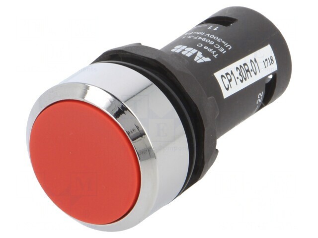Comutator apăsare 22mm 1 NC roșu