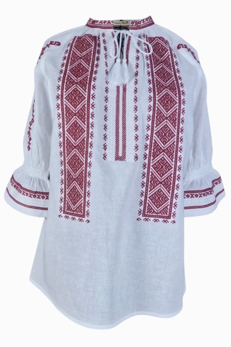 Bluza tip ie dama R24, alb/visiniu marimea S