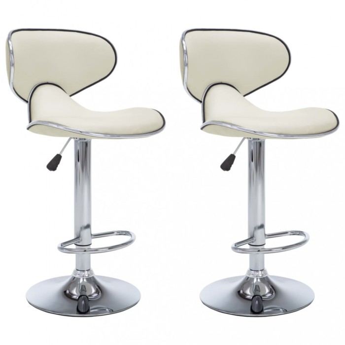 Scaune de bar, 2 buc., crem, piele ecologica