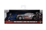 JADA MARVEL MASINUTA METALICA FORD MUSTANG SCARA 1:32 SI FIGURINA METALICA WAR MACHINE, Jadatoys