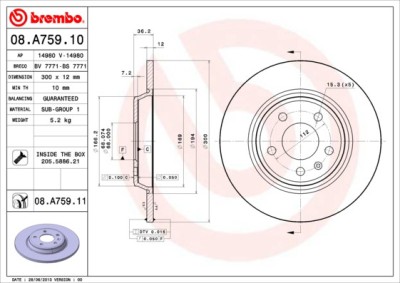 BREMBO 08.A759.11 PRIME LINE - UV Coated Disc frana foto