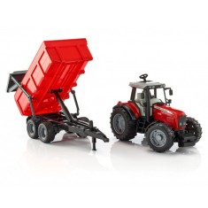 Tractor Massey Ferguson 7480 cu remorca basculabila Bruder foto