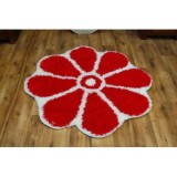 Covor Shaggy Gusto Floare C300 roșu, cerc 120 cm