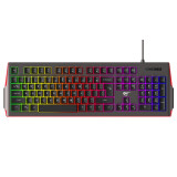 Tastatura gaming cu fir HAVIT KB866L, RGB, USB, Black/Red