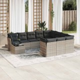 vidaXL Set canapele de grădină cu perne, 11 piese, gri, poliratan 3250101