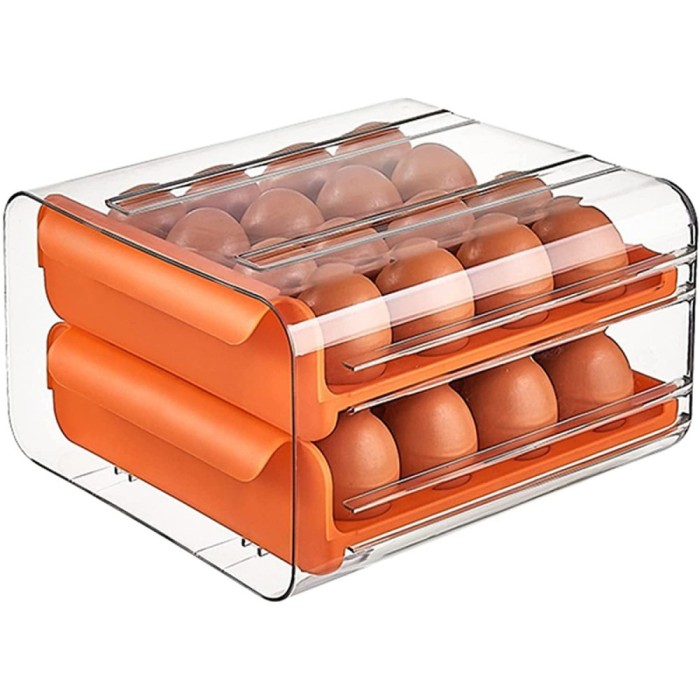 Suport pentru oua, flippy, strat dublu, capacitate 32 de oua, 23.5x21.5 cm, din plastic, portocaliu