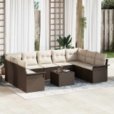 Cumpara ieftin Set de canapele pentru grădină cu pernă 10 pcs Maro Rattan poli