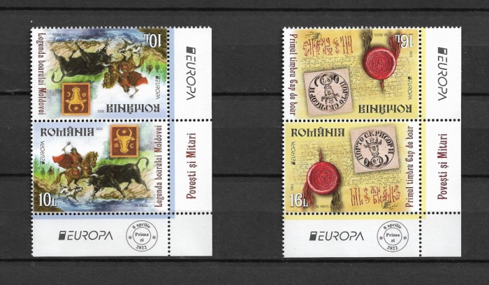 ROMANIA 2022-EUROPA - POVESTI SI MITURI, TETE BECHE 3, DIN COALA, MNH - LP 2364