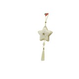 Ornament de brad stea, flippy, alb, lemn/textil, 25 cm