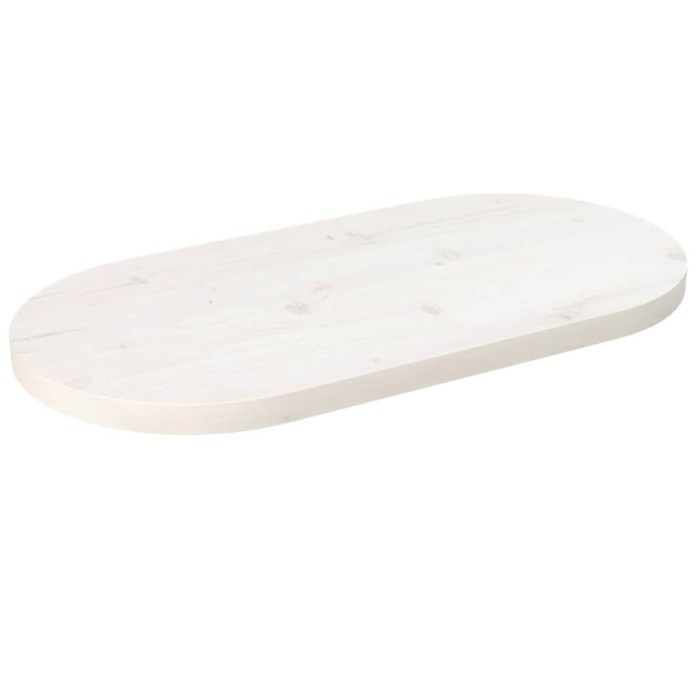 vidaXL Blat de masă, alb, 60x30x2,5 cm, lemn masiv de pin, oval