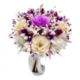 Buchet flori de camp , personalizabil, ideal pentru cununie civila, nunta, mireasa, nasa sau cadou, alb- violet, Eventissimi&reg;