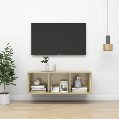 Gossi dulap tv montat pe perete, stejar sonoma, 37x37x107 cm, pal foto