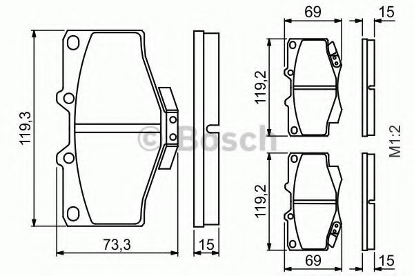 Set placute frana,frana disc TOYOTA HILUX II pick-up (LN8, RN5, LN6, YN6, YN5, LN5, RN6) (1983 - 2005) BOSCH 0 986 424 268