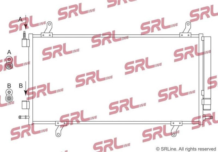 Condensator climatizare AC Chevrolet Camaro, motor: 3.6 V6, 6.2 V8, 7.0 V8, Condensator cu racitor ulei si uscator, 715x380x16, SRLine, miez si