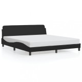 Gossi cadru de pat cu tablie, negru, 180x200 cm, piele ecologica