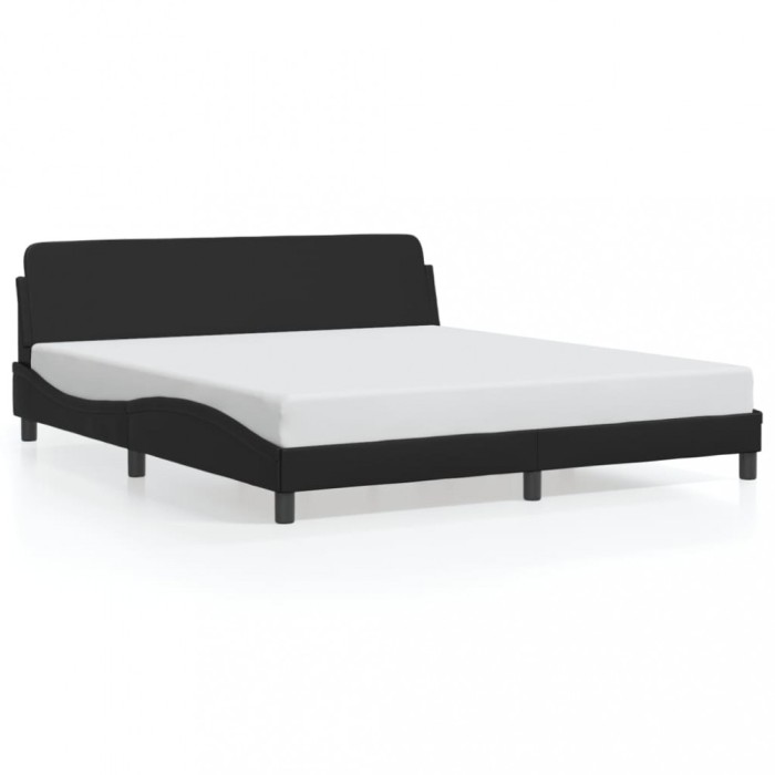 Gossi cadru de pat cu tablie, negru, 180x200 cm, piele ecologica