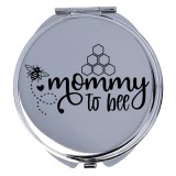 Oglinda machiaj, personalizata, din inox, dubla, saculet catinea, cu mesaj pentru viitoare mama, Mommy to Bee