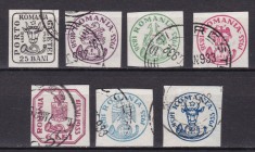 ROMANIA 1932 LP 102 ANIVERSAREA A 75 ANI A TIMBRELOR CAP DE BOUR SERIE STAMPILATA