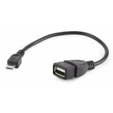 CABLU adaptor OTG GEMBIRD Micro-USB 2.0 (T) la USB 2.0 (M) 15cm negru A-OTG-AFBM-03
