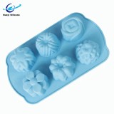 Forma pentru briose din silicon, 6 alveole, diverse culori,28x17x5 cm