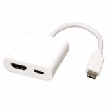 Adaptor USB-C la HDMI + 1 x PD (Power Delivery) 0.1m T-M Negru, Roline 12.03.3211