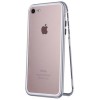 Husa cu Bumper din Aluminiu cu prindere Magnetica si spate din Sticla Temperata Securizata pentru iPhone 7 / 8 Silver, MyStyle