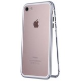Cumpara ieftin Husa cu Bumper din Aluminiu cu prindere Magnetica si spate din Sticla Temperata Securizata pentru iPhone 7 / 8 Silver, MyStyle