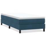 Cumpara ieftin Pat cu arcuri fara saltea Albastru inchis 90x220 cm catifea