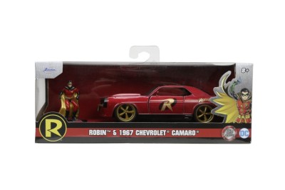 JADA BATMAN SET FIGURINA ROBIN SI MASINUTA METALICA CHEVROLET CAMARO 1967 SCARA foto