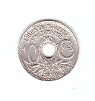 Moneda Franta 10 centimes 1938, stare foarte buna, curata foto