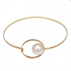 Colier Serena, auriu, tip choker, decorat cu perla, ajustabil - Colectia Universe of Pearls
