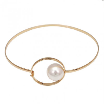 Colier Serena, auriu, tip choker, decorat cu perla, ajustabil - Colectia Universe of Pearls foto