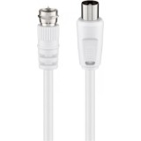 Cablu antena coaxial IEC la F T-T 2.5m Alb, Goobay G11727