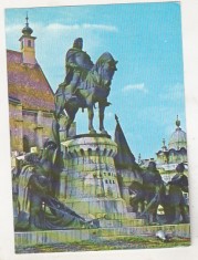 bnk cp Cluj - Statuia lui Matei Corvin - circulata - marca fixa