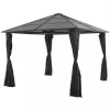 VidaXL Pavilion cu perdea, negru, 3 x 3 m, aluminiu