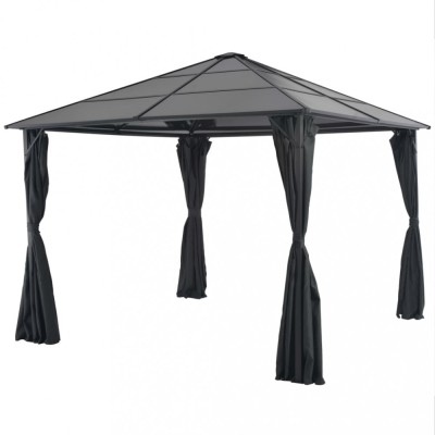 vidaXL Pavilion cu perdea, negru, 3 x 3 m, aluminiu foto