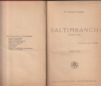 W. SOMERSET MAUGHAM - SALTIMBANCII ( EDITIA A II-A ) ( 1940 ) ( RELEGATA ) foto