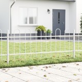 VidaXL Gard de grădină cu v&acirc;rf arcuit, alb, 3,4x0,6 m, oțel