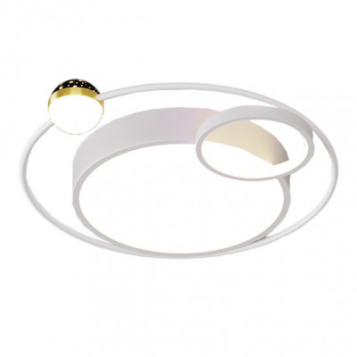 Lustra LED Circle, 3 tipuri de lumini, intensitate reglabila, 50x9cm, alba foto