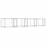 Cumpara ieftin Cusca pentru caini cu usi, gri, 8x2x1,5 m, otel galvanizat