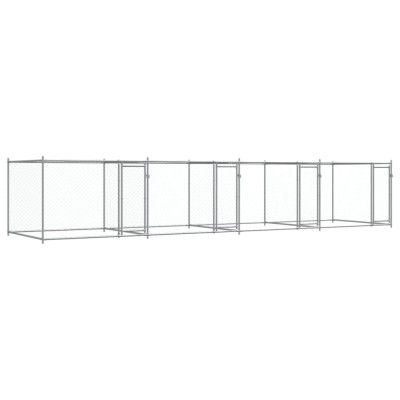 Cusca pentru caini cu usi, gri, 8x2x1,5 m, otel galvanizat foto