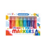 Cumpara ieftin Carioci lavabile cu varf triunghiular, Mighty Mega, set 8 culori, Ooly