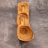 Tavă Din Lemn De Măslin Cu 3 compartimente 40 x 9 cm