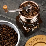 Rasnita Cafea Manuala Traditionala Kinghoff, 19.5cm, Mecanism Ceramic, Maro/Cupru