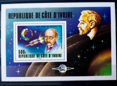 Coasta de fildes 1978 cosmos,spatiu rachete ,Max Planck, bloc neștampilat